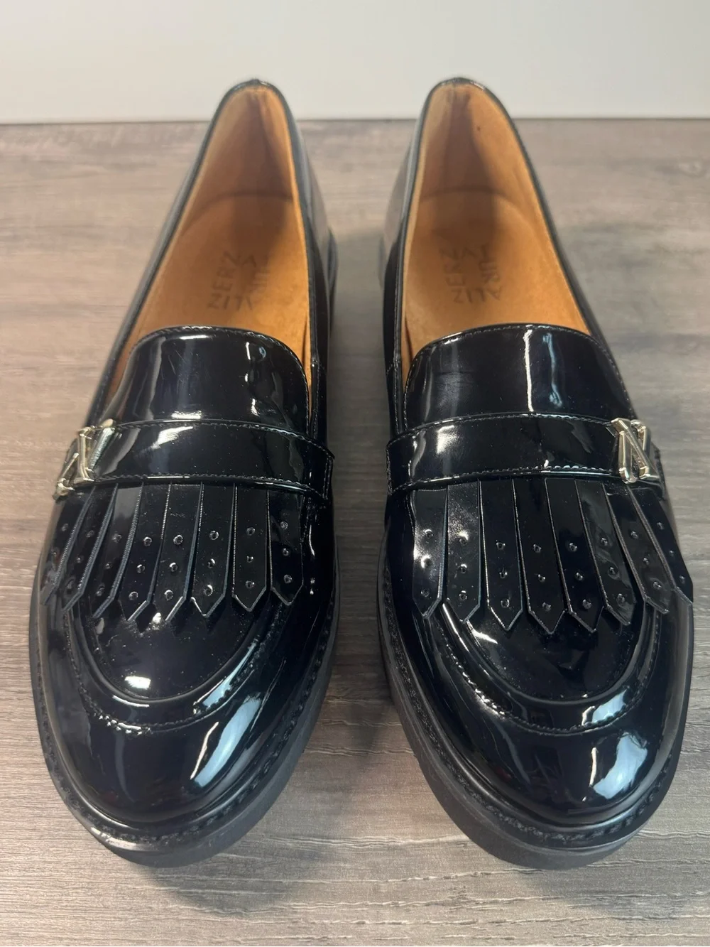 Naturalizer Black Patent Kiltie Loafer Expert Slip On Size 8.5/EU39 $110